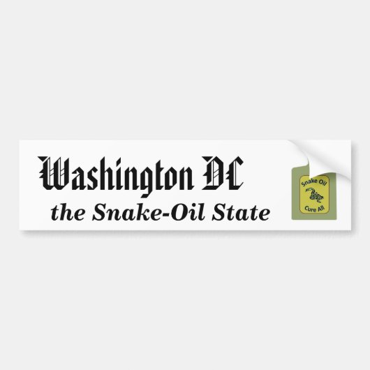 Washington DC, staat Snake-Oil Bumpersticker (Voorkant)