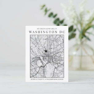 Washington, DC. Stadskaart + locatiemarkering Briefkaart