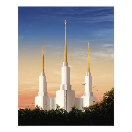 Washington DC Temple Sunset Foto Afdruk (Voorkant)