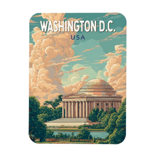 Washington DC Thomas Jefferson Memorial Reis Kunst Magneet (Verticaal)