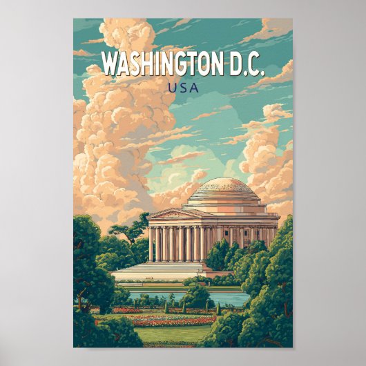 Washington DC Thomas Jefferson Memorial Travel Art Poster (Voorkant)