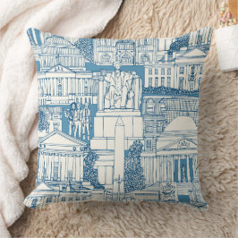 Washington DC toile blauw Kussen