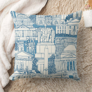 Washington DC toile blauw Kussen