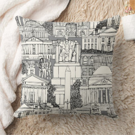 Washington DC toile grijs Kussen