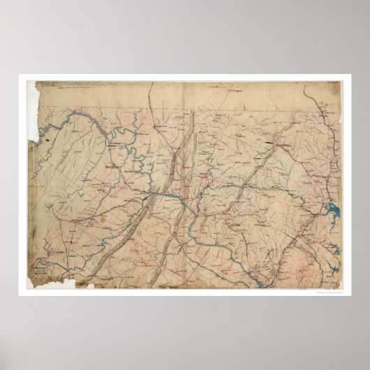 Washington DC Topografische Burgeroorlog 1861 Poster (Voorkant)