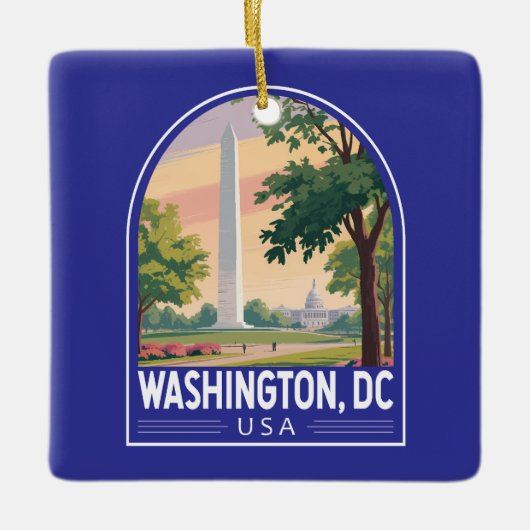 Washington DC Travel Art Emblem Keramisch Ornament (Voorkant)