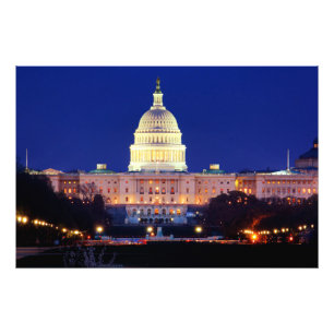 Washington DC United States Capitol in Dusk Foto Afdruk