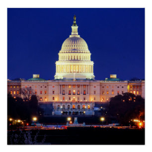 Washington DC United States Capitol in Dusk Perfect Poster