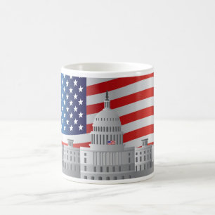 Washington DC US Capitol Building met US Flag Mok