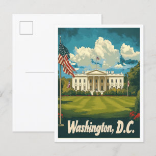 Washington DC USA Art Vintage Travel Illustratie Briefkaart