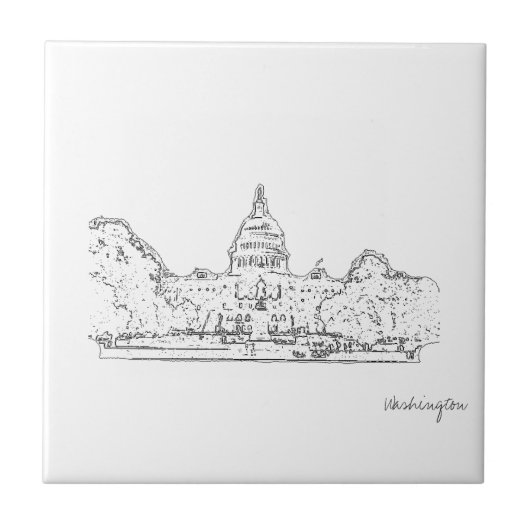 Washington DC USA Capitol Sketch Tegeltje (Voorkant)