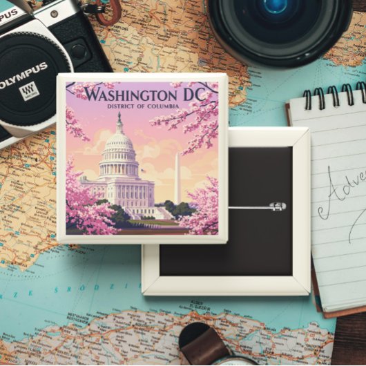 Washington DC Vierkante Button 5,1 Cm