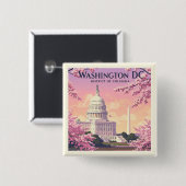 Washington DC Vierkante Button 5,1 Cm (Voorkant /achterkant)