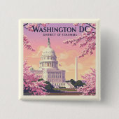 Washington DC Vierkante Button 5,1 Cm (Voorkant)
