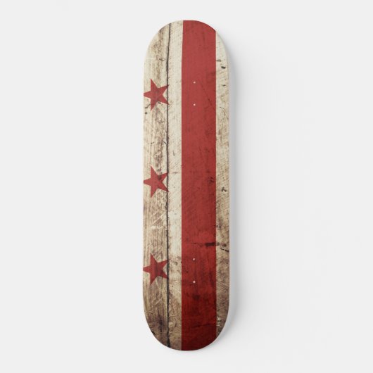 Washington DC-vlag op oude houten graan Skateboard (Voorkant)
