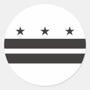 Washington DC Vlag - Zwart Ronde Sticker