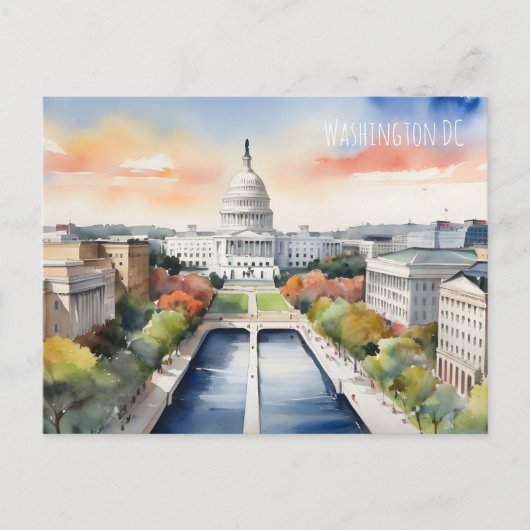 Washington DC waterverf kunst Briefkaart (Voorkant)