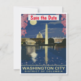 Washington DC Weerspiegelende huwelijksuitnodiging Save The Date