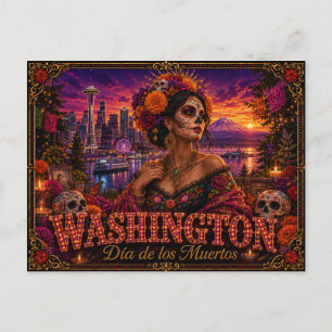 Washington Día de los Muertos Retro Briefkaart