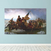 Washington die de Delaware kruist door Emanuel Leu Canvas Afdruk (Insitu (Houten vloer))