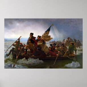 Washington die de Delaware passeert Poster