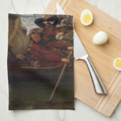 Washington die de Delaware passeert Theedoek (Quarter Fold)