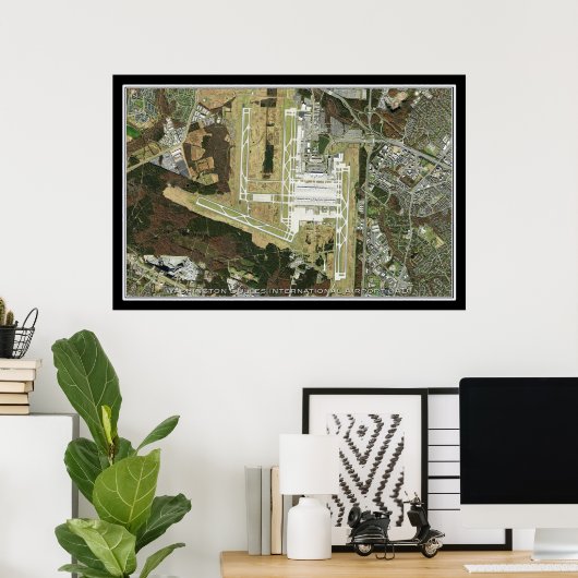 Washington Dulles Intl Airport Satellite Map Poster (Thuiskantoor)