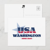 Washington en carte postale rouge, blanche et bleu (Devant / Derrière)