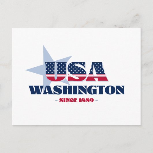 Washington en carte postale rouge, blanche et bleu (Devant)