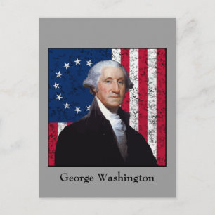 Washington en de Amerikaanse vlag Briefkaart