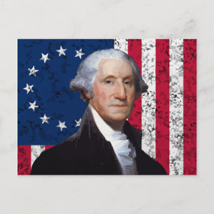 Washington en de Amerikaanse vlag Briefkaart