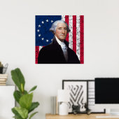 Washington en de Amerikaanse vlag Poster (Thuiskantoor)
