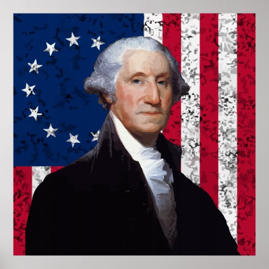 Washington en de Amerikaanse vlag Poster (Voorkant)