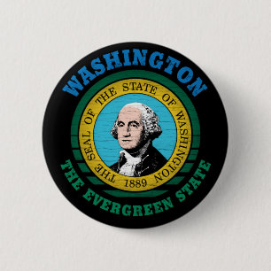WASHINGTON EVERGREEN STAATSVLAG RONDE BUTTON 5,7 CM