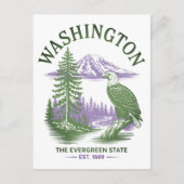 Washington Evergreen State Travel Briefkaart (Voorkant)