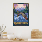 Washington Fisherman - Poster de voyage de pêche à (Cuisine)