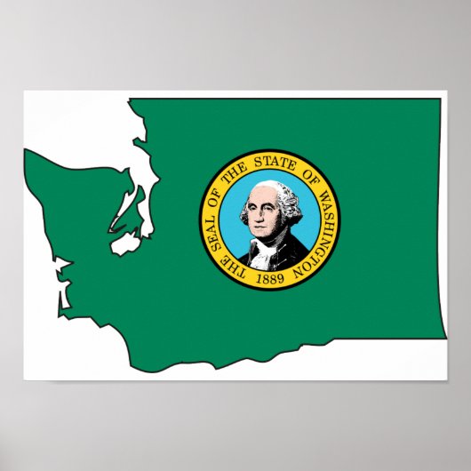 Washington Flag Map Poster (Voorkant)