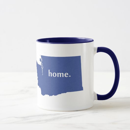 Washington Home Silhouette Map Shaped Blue Mok (Rechts)