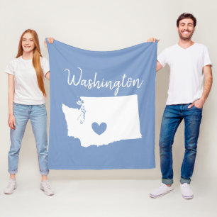 Washington home state map love hart fleece deken