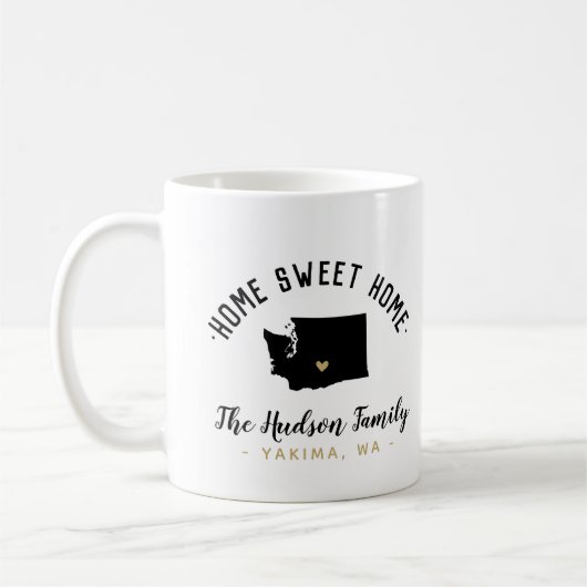 Washington Home Sweet Home Famille Monogramme Mug (Gauche)