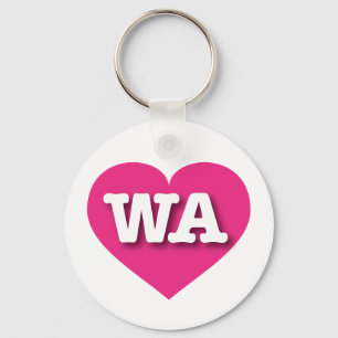 Washington Hot Pink Heart - Ik hou van WA Sleutelhanger