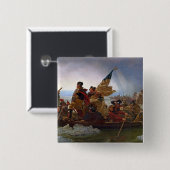 Washington langs de Delaware Vierkante Button 5,1 Cm (Voorkant /achterkant)