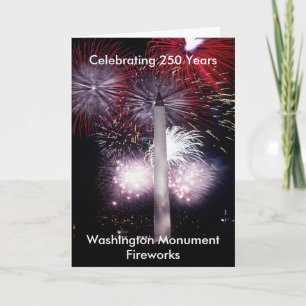 Washington Monument 250 Jaar Vuurwerk Feestdagen Kaart