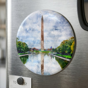 Washington Monument Aquarel met Weerspiegeling Magneet