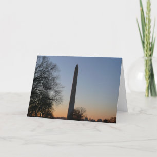 Washington Monument bij zonsondergang in DC Kaart