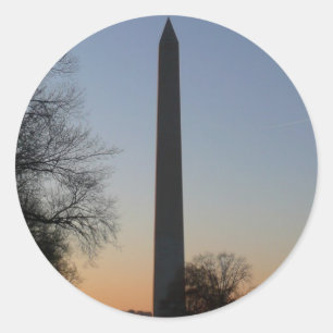 Washington Monument bij zonsondergang in DC Ronde Sticker