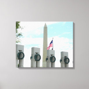 Washington Monument en WWII-herdenkingsmonument in Canvas Afdruk