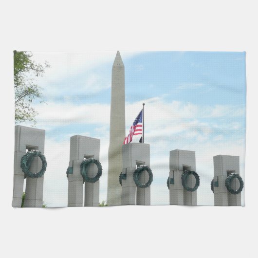 Washington Monument en WWII-herdenkingsmonument in Theedoek (Horizontaal)