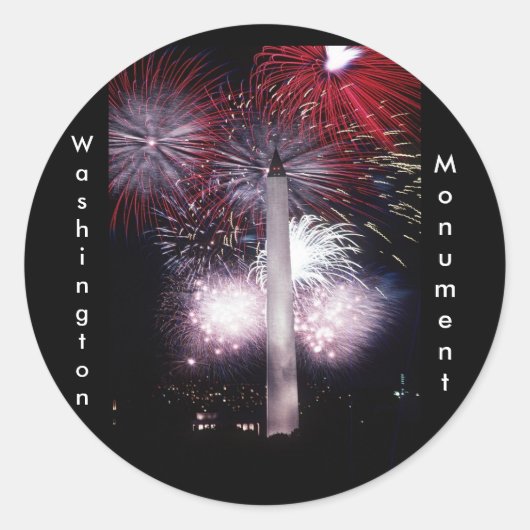 Washington Monument Fireworks Ronde Sticker (Voorkant)