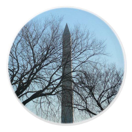Washington Monument in Winter I Landschap Keramische Knop (Voorkant)